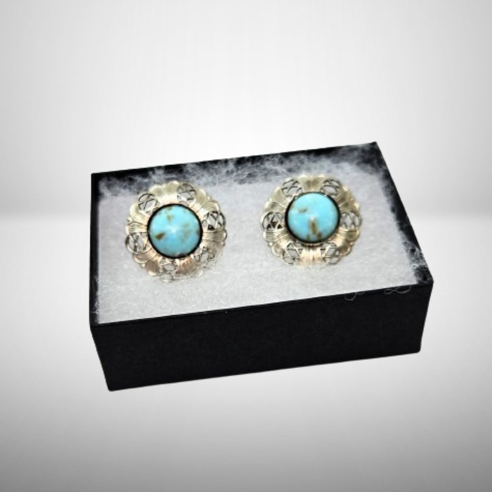Vintage Turquoise Screw Back Earrings